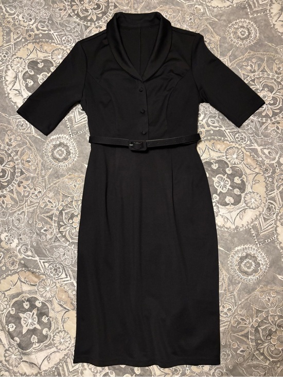 Dresses & Skirts - Classic Black Belted Sheath Dress - Women's